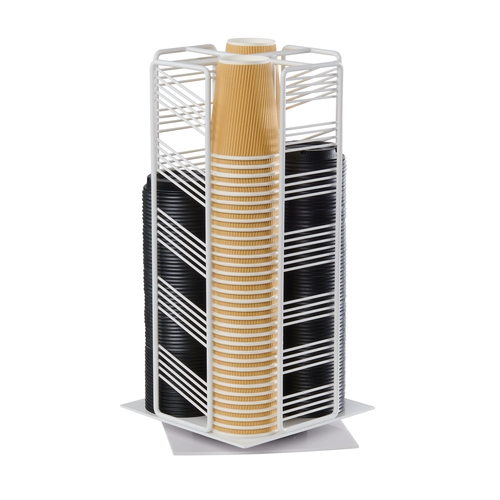 Cal-Mil 4104-15 Portland 8.75"x8.75"x 17.75"H White Wire Cup & Lid Organizer
