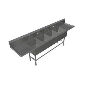 John Boos 4PB30244-2D30 4 Compartment 30" x 24" Stainless Steel Pro-Bowl Sink