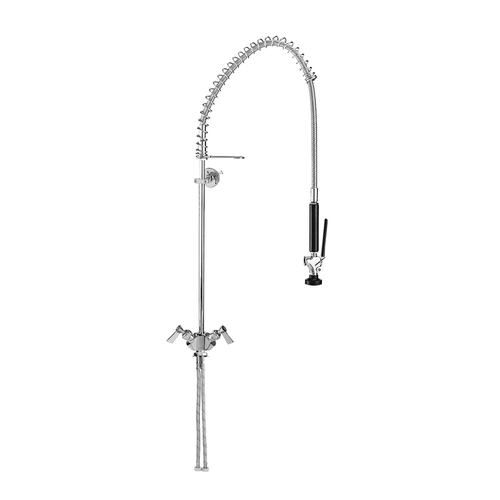 Fisher 53007 Deck-Mount Spring Pre-Rinse Unit w/ Check Stems & 21" Riser