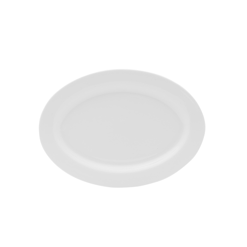 Mikasa Hospitality 5304733 Lola White Bone China 10" x 7" Oval Plate - 2 Doz