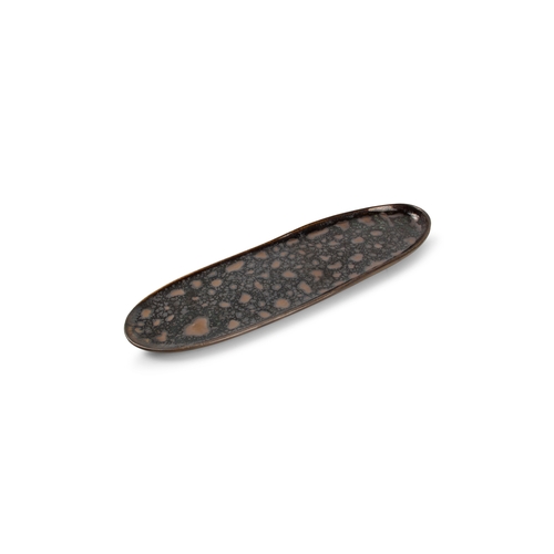 Mikasa Hospitality 5314849 Chic Black & Gold Porcelain 12.9" x 3.7" Platter - 2 Doz