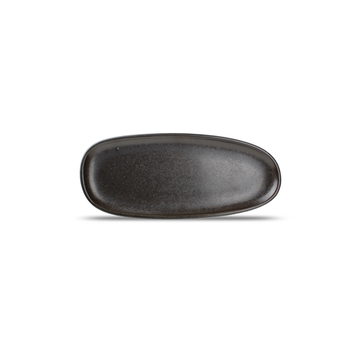 Mikasa Hospitality 5315317 F2D Black Porcelain 13.7" x 5.7" Coupe Plate - 18 Each