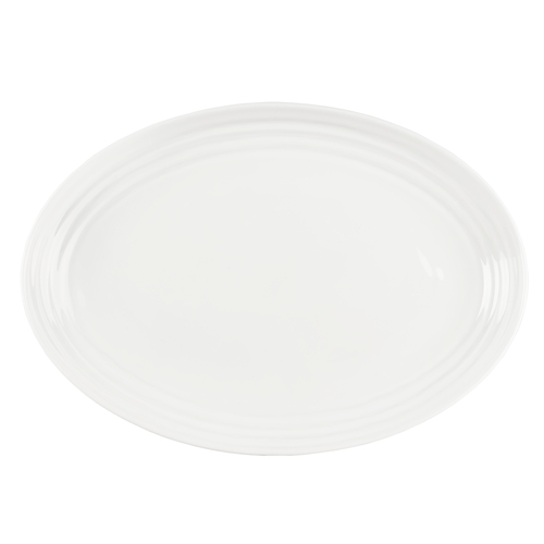 Mikasa Hospitality 5316017 Terrace White Bone China 12" x 8.7" Oval Platter - 1 Doz