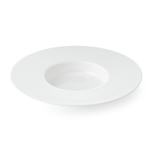 Mikasa Hospitality 5326450 Tendre White Bone China 11" Dia. Wide Rim Plate - 16 Each