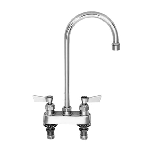 Fisher 53872 4" Deck-Mount Faucet w/ 6" Gooseneck Spout & Swivel Stems