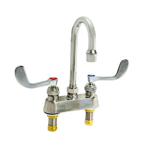 Fisher 58718 4" Deck-Mount Faucet w/ 12" Gooseneck Spout & Swivel Stems