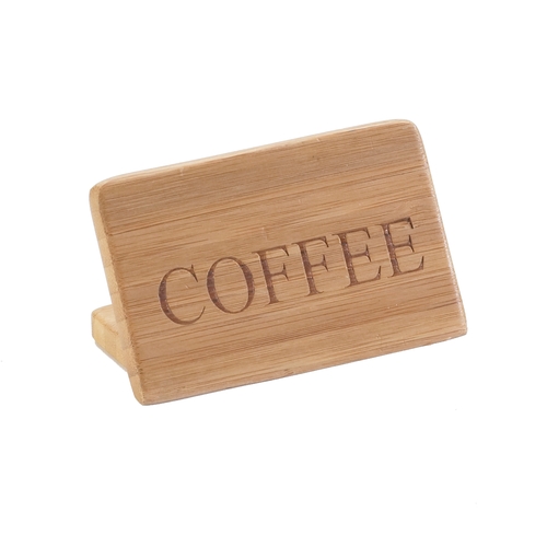 Cal-Mil 606-1 Bamboo 3" x 2"H Natural "Coffee" Beverage Sign - 1 Doz