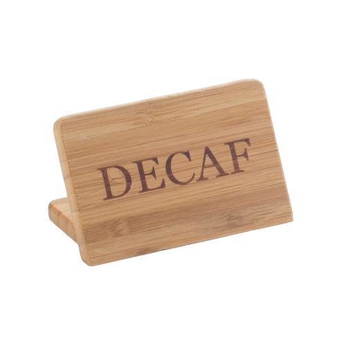 Cal-Mil 606-2 Bamboo 3" x 2"H Natural "Decaf" Beverage Sign - 1 Doz