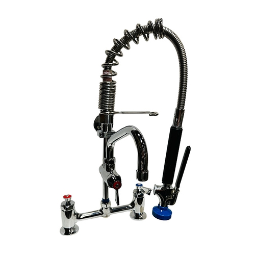Fisher 74330 8" Deck-Mount Spring Pre-Rinse Unit w/ 6" Add-On Faucet