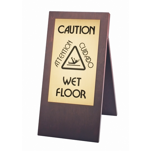 Cal-Mil 852-52 Westport 12" x 17.5" x 22"H Mahogany "Wet Floor" Sign