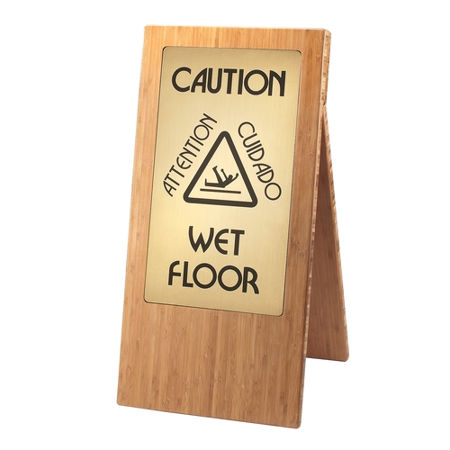 Cal-Mil 852-60 Bamboo 12" x 17.5" x 22"H Natural "Wet Floor" Sign