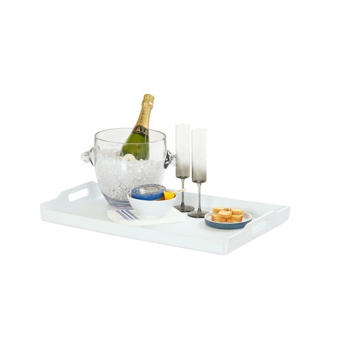 Cal-Mil 930-4-15 26" x 18" x 1"H White Plastic Low Profile Room Service Tray