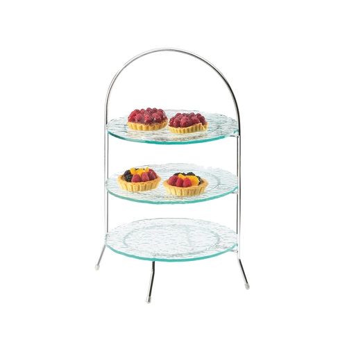 Cal-Mil 977-10-49 11.75" x 11.75" x 20"H Chrome 3-Tier Display Stand