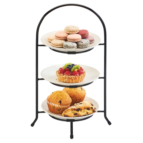 Cal-Mil 977-8-13 8.75" x 18"H Black Iron 3-Tier Display Stand w/ Arched Frame