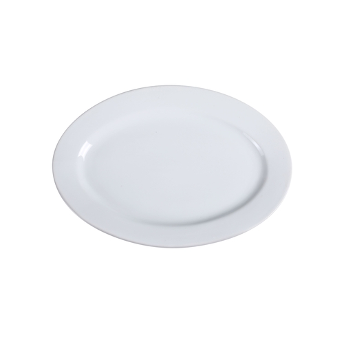 Yanco China AC-81 Abco Super White Porcelain 18" x 13" Oval Platter - 6 Each