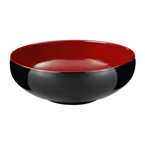 GET B-47-F Fuji Red/Black Melamine 1.3 qt. 7.5" dia. Bowl - 1 Doz