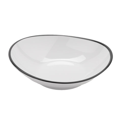 GET B-60-W/BK Settlement Bistro White Melamine 6 oz. Oval Bowl- 4 Doz