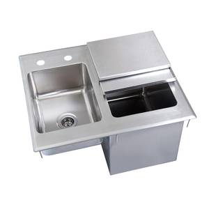 BK Resources BK-DIBHL-2118 21"Wx18"Dx12"D Stainless Steel Drop-In Ice Bin with Sink