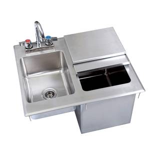 BK Resources BK-DIBHL-2118-P-G 21"Wx18"Dx18"D Stainless Steel Drop-In Ice Bin with Sink