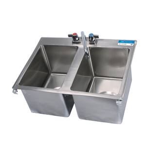 BK Resources BK-DIS-1014-2-P-G Two Compartment 24"x18" Stainless Steel Drop-In Sink