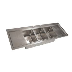 BK Resources BK-DIS-1014-3-12T-PG Three Compartment 58-1/8" Stainless Steel Drop-In Sink