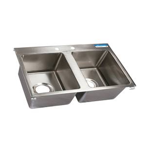 BK Resources BK-DIS-2016-2 Two Compartment 45-5/16"x21" Stainless Steel Drop-In Sink