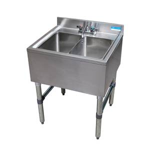 BK Resources UB4-21-224S 24"W Two Compartment Stainless Steel Underbar Sink