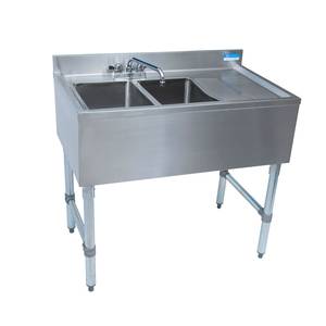 BK Resources BKUBS-248RS 48"W Two Compartment Stainless Steel Underbar Sink