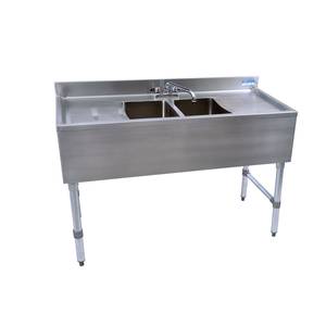 BK Resources UB4-21-248TS 48"W Two Compartment Stainless Steel Underbar Sink