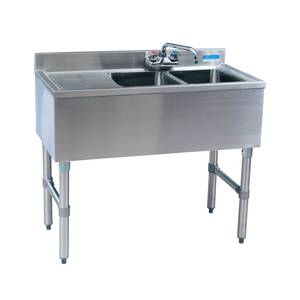 BK Resources BKUBW-248LS 48"Wx18-1/4"D Stainless Steel Slimline Underbar Sink
