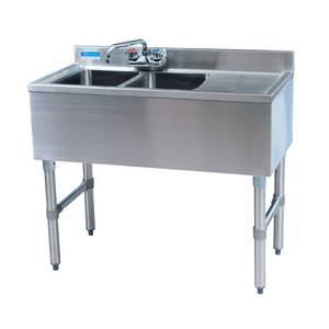 BK Resources BKUBW-236RS 36"Wx18-1/4"D Stainless Steel Slimline Underbar Sink