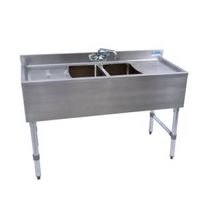 BK Resources UB4-18-248TS 48"Wx18-1/4"D Stainless Steel Slimline Underbar Sink