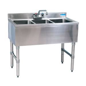 BK Resources UB4-18-336S 36"Wx18-1/4"D Stainless Steel Slimline Underbar Sink