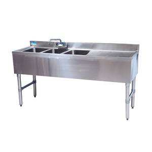 BK Resources UB4-18-348RS 48"Wx18-1/4"D Stainless Steel Slimline Underbar Sink