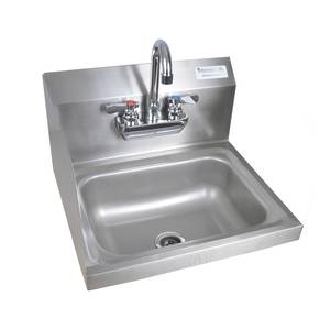 BK Resources BKHS-W-1410-LS-P-G 13-3/4" Wall Mount Hand Sink w/3-1/2" Gooseneck Spout Faucet