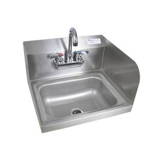 BK Resources BKHS-W-1410-RS-P-G 13-3/4" Wall Mount Hand Sink w/3-1/2" Gooseneck Spout Faucet