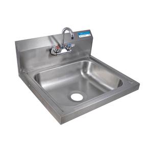 BK Resources BKHS-W-1620-P-G 20"W Wall Mount Hand Sink 3-1/2" Gooseneck Spout Faucet