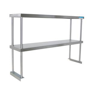 BK Resources BK-OSD-1296 96" x 12" x 31" Stainless Steel Table Mount Double Overshelf