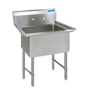 BK Resources BKS6-1-24-14S 24"x24"x14" One Compartment 16 Gauge Stainless Steel Sink