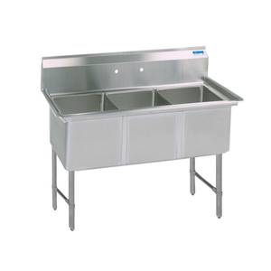BK Resources BKS6-3-24-14S 77"x29.5" Three Compartment 16 Gauge Stainless Steel Sink