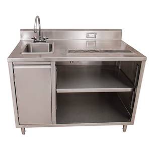 BK Resources BEVT-3048L 48"x30" Stainless Steel Beverage Table w/ Sink on Left