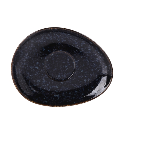 Yanco China BL-002 Blue Star Glazed Porcelain 6" x 4.75" Oval Saucer - 3 Doz