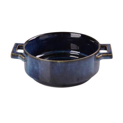 Yanco China BL-907 Blue Star Glazed Porcelain 20 oz. Bake Dish w/ Handle- 1 Doz