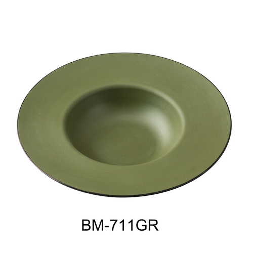 Yanco China BM-711GR Birmingham Green & Gray Melamine 16 oz. Dessert Plate- 1 Doz
