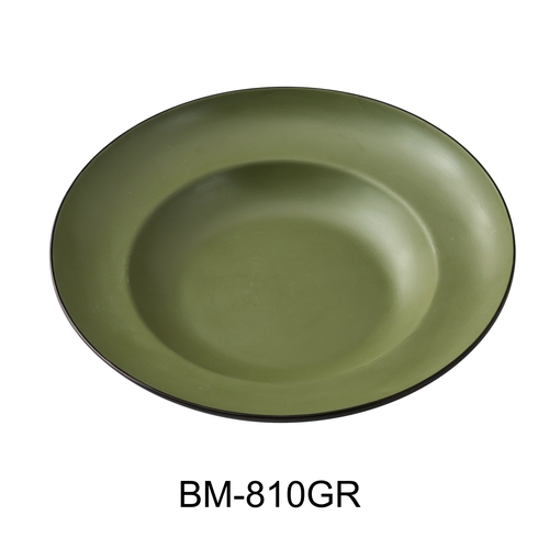 Yanco China BM-810GR Birmingham Green & Gray Melamine 12 oz. Pasta Bowl - 2 Doz