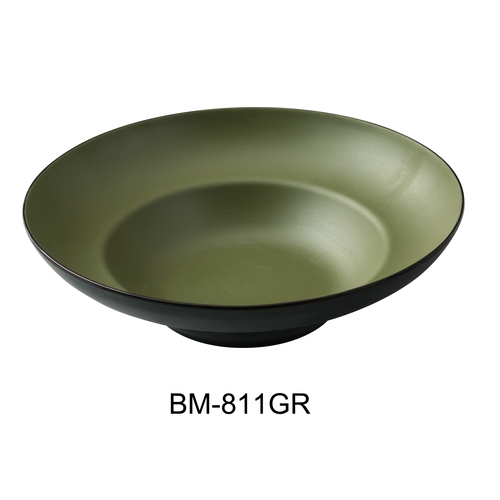 Yanco China BM-811GR Birmingham Green & Gray Melamine 20 oz. Pasta Bowl - 1 Doz