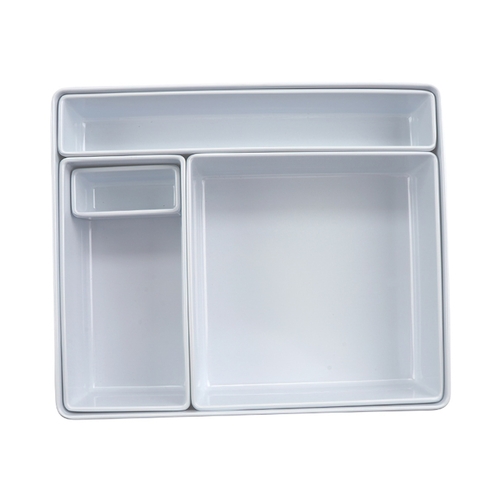 GET BN-ABCDEF-W Milano White Melamine 11.75" x 9.9" Bento Box w/ Lid - 18 Ea