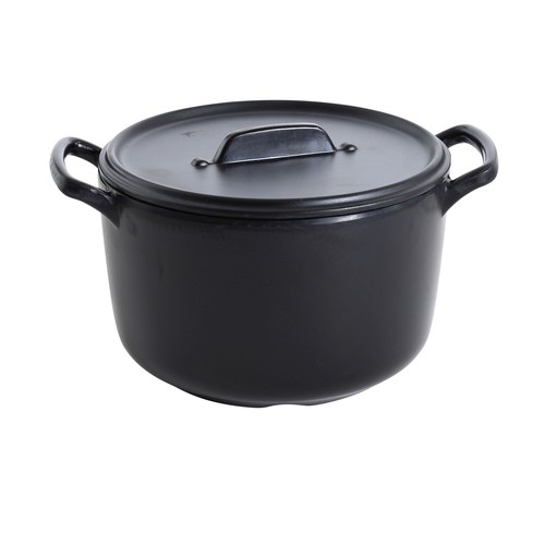 Yanco China BP-4105 Black Pearl Asian Style Melamine 25 oz. Bowl w/ Handle & Lid