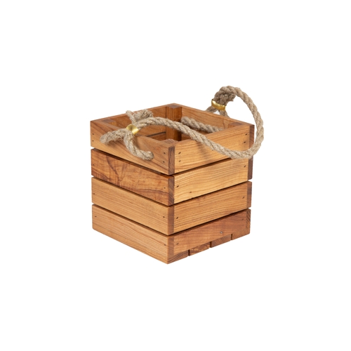Mikasa Hospitality BQ056L Select Concept Oak 5.9" x 5.9" Cutlery Box w/ Rope Handles