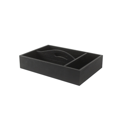 Mikasa Hospitality BQ100B Select Concept Black Oak 13.8"x 9.4" 3- Section Cutlery Tray